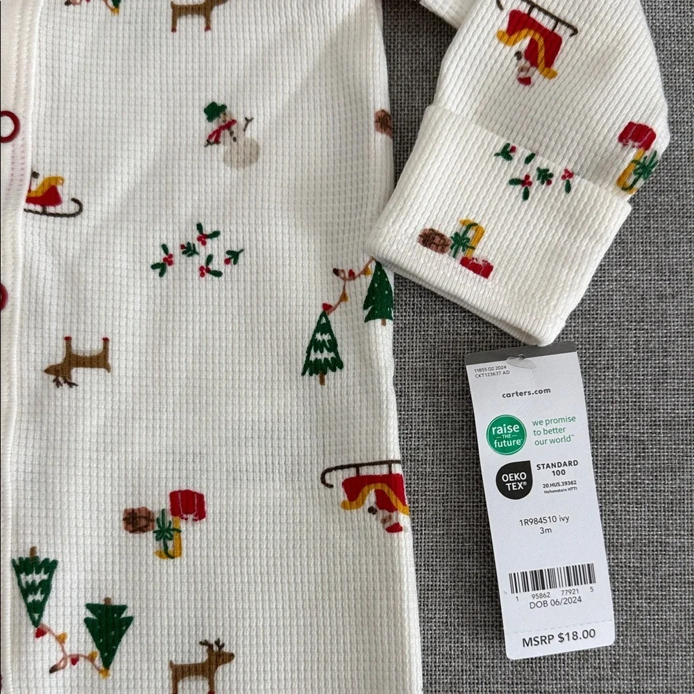 Carter's Cream Holiday Pattern Footie